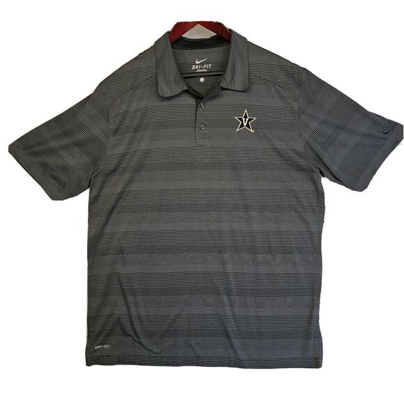 Nike Other - Nike Dri-Fit Polo Shirt Mens Striped Short Sleeve Button Collared Gray Logo XL